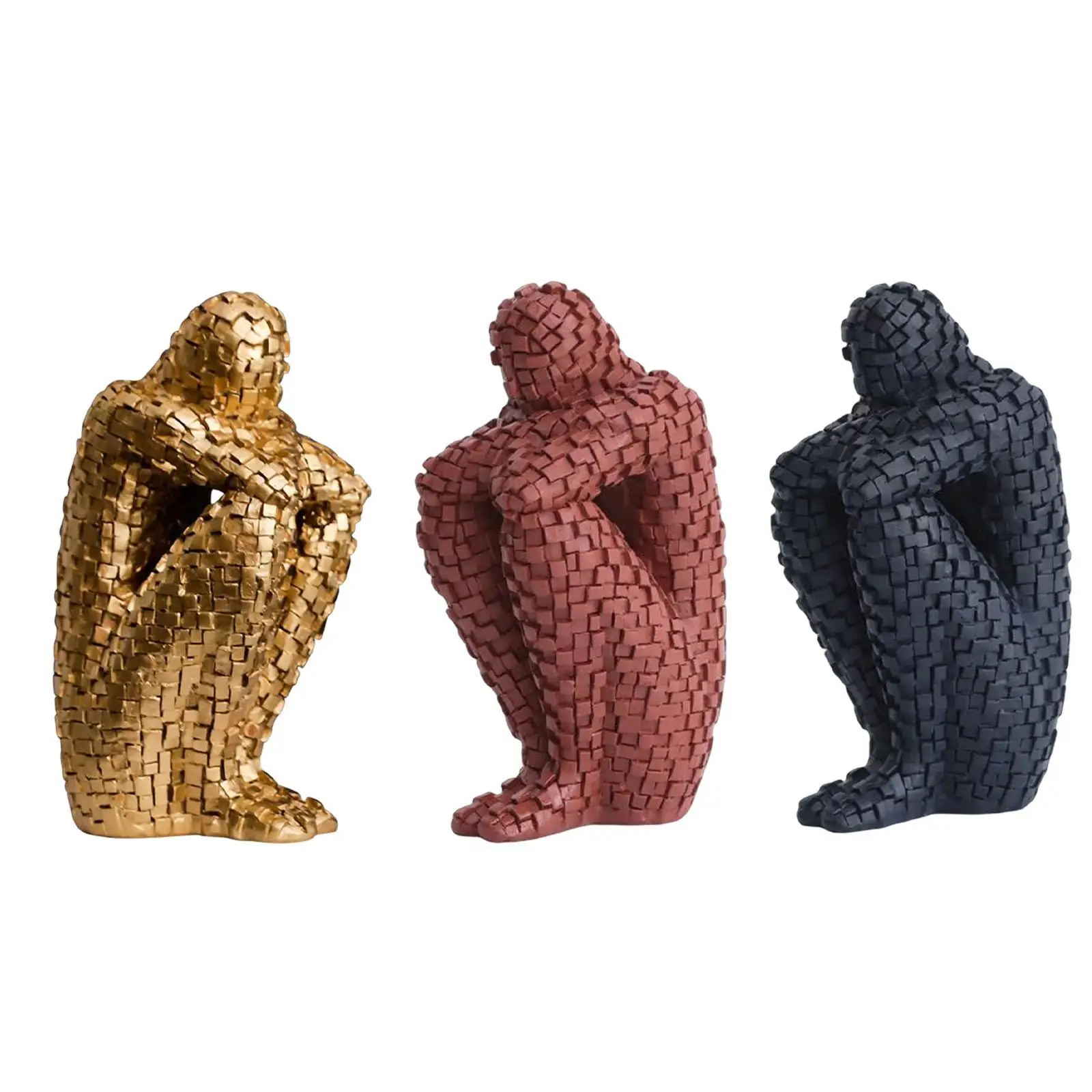 

Nordic Thinker Statue Bookends Art Crafts Resin for Home Bookshelf Ornaments
