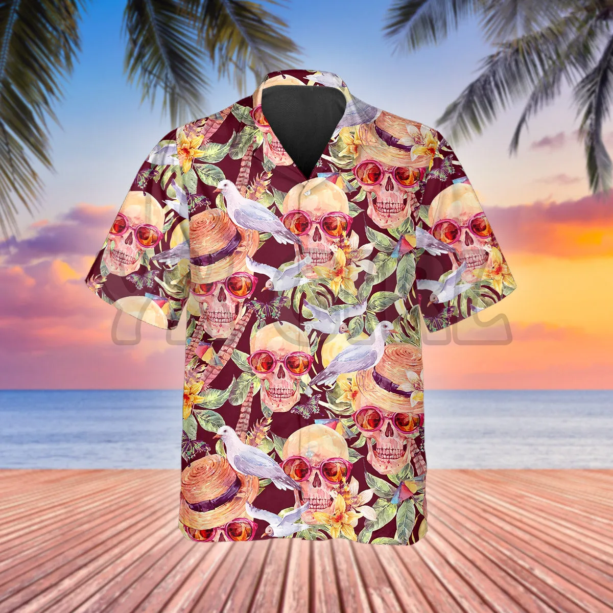 

Skull With Doves 3D All Over Printed Hawaiian Shirt Men's For Women's Harajuku Casual Shirt Unisex