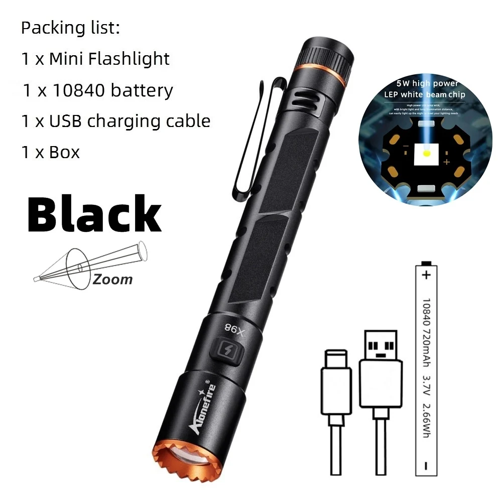 

AloneFire X89 Черный Алюминиевый Фонарик 5 Вт USB