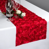 30x275cm 3d stereo non slip chiffon rose flower table runner solid table runner dresser scarf for wedding table decoration