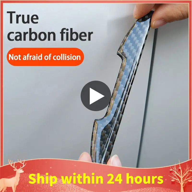 

4pcs Car Door Anti-collision Strip Car Mirror Carbon Fiber Protective Tape Body Anti-scratch Stick Decorative