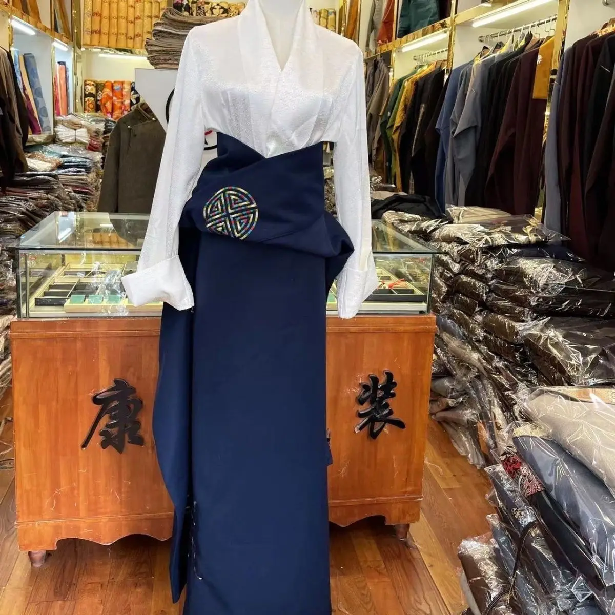 2024 новая тибетская женская юбка для этнических танцев с вышивкой Kangba Guozhuang