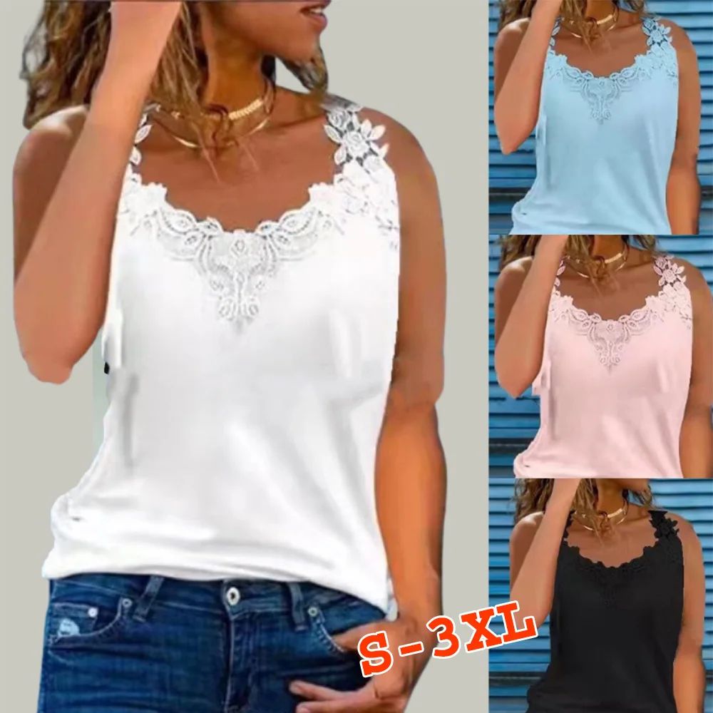 

Fashion Women Sexy Satin Silk V-Neck Lace Strap Summer Vest Camisole Crop Tank Tops Casual Shirt Sleeveless T-Shirt