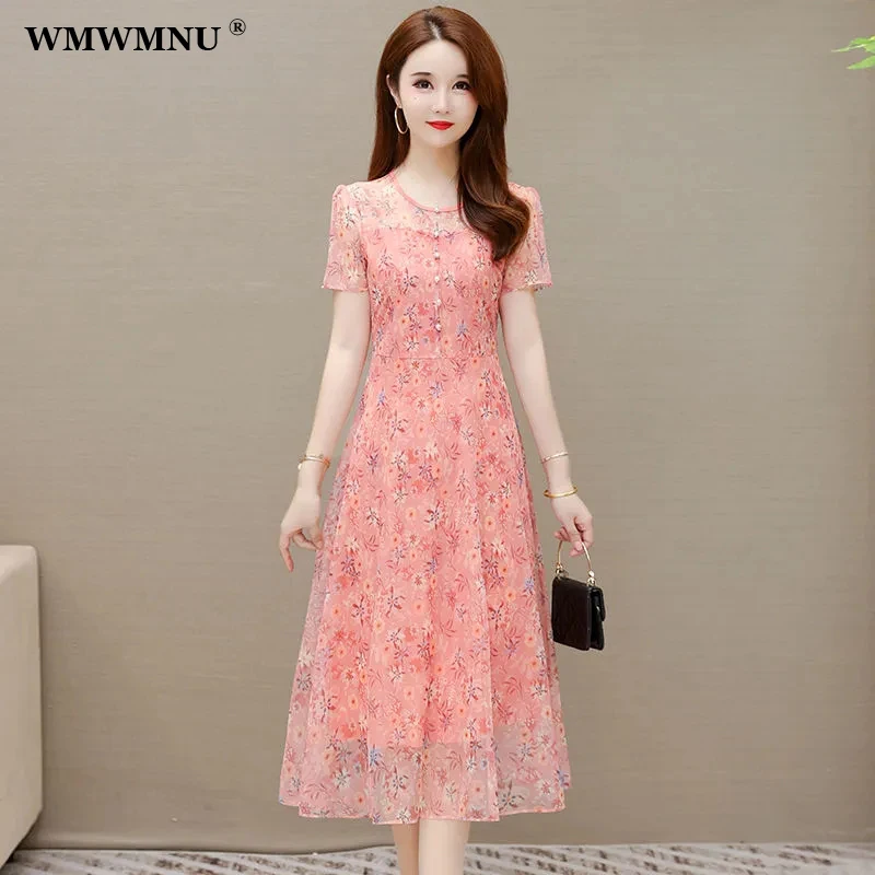 

Женское Сетчатое платье с цветочным принтом, размеры до 4Xl