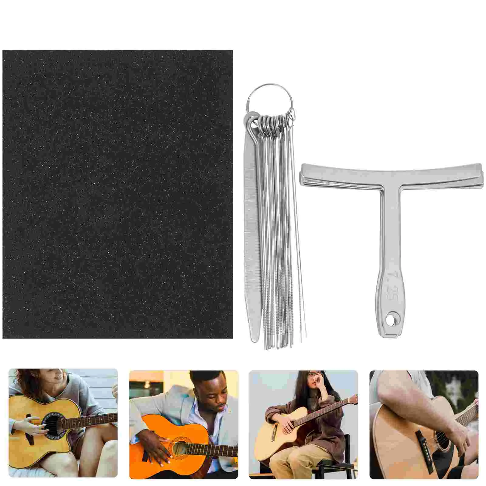 

19pcs Guitar Luthier Tool Set Understring Radius Gauge Sandpaper Repairing Kit