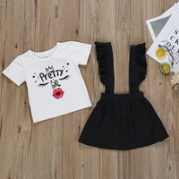 infant baby girls outfit set summer girls crown short sleeved top strap skirt two piece childrens suit newborn clothes