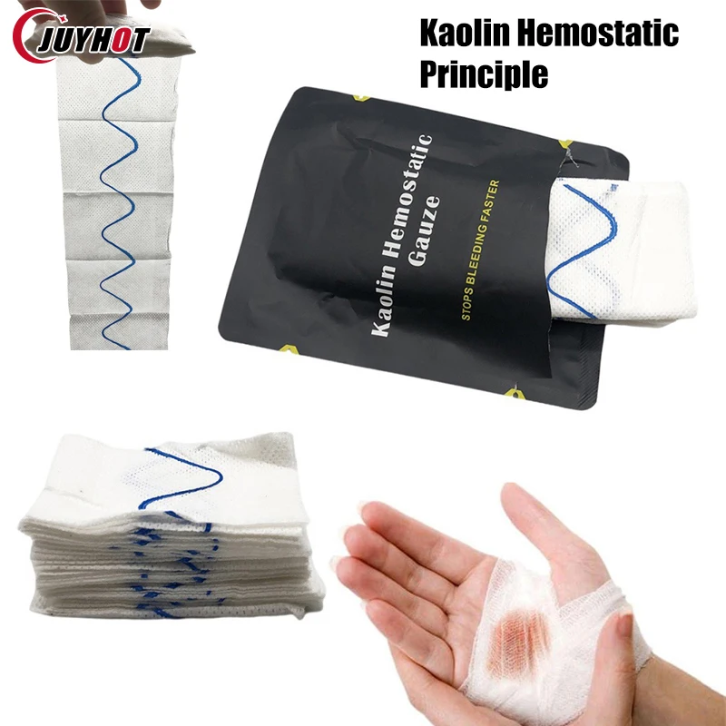 

Hemostatic Kaolin Gauze Combat Emergency Trauma Z-Fold Soluble For Ifak Tactical Military First Aid Kits Medical Wound Dressing