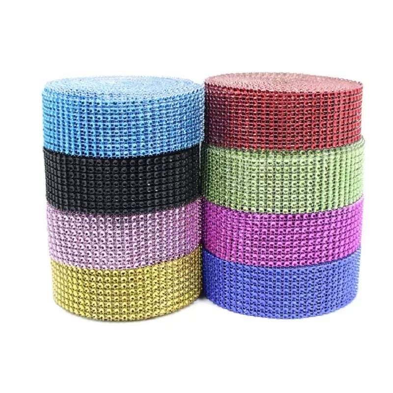 

4CM Gold Silver DIY Diamond Mesh Rhinestone Wraps Ribbon Crystal Roll Trim Sparkle Mesh Wrap for Wedding Flower Decoration