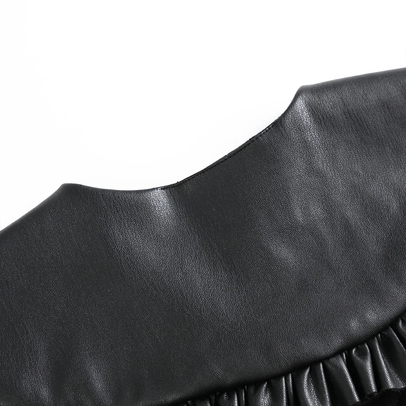 Женская шаль из искусственной кожи черный накладной воротник в Корейском стиле