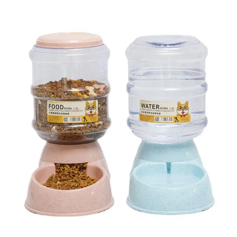 

3.8L Automatic Pet Water Food Dispenser Large Capacity Self-Dispensing Pet Feeder Gravity Waterer Cat Dog Feeding Bowl