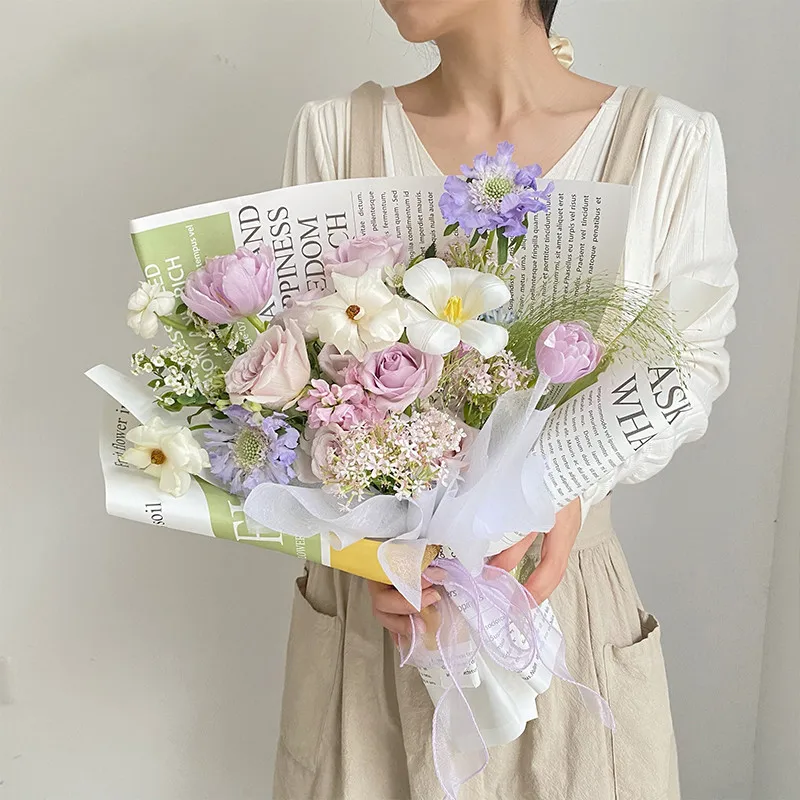 

20pcs Book Cover/Flower/Gift Box/Wedding Paper English Letter Newspaper Kraft Wrapping Paper Flower Shop Gift Packaging Material
