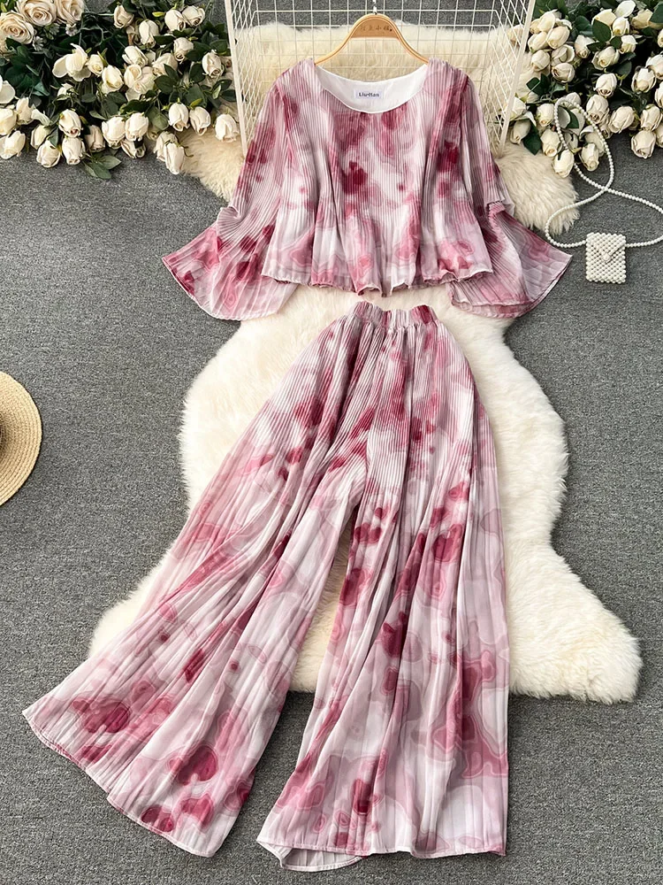 Женская европейская 2-компонентная свободная стильная плиссированная шифоновая