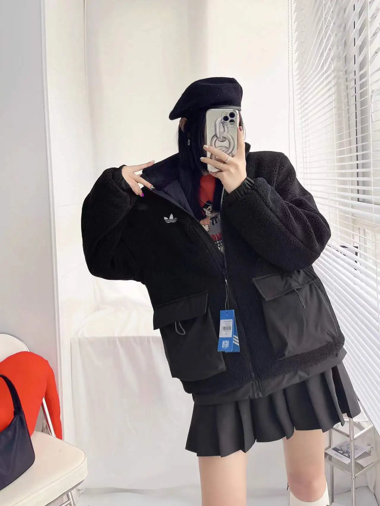 Пуховик adidas ветрозащитный против пятен морщин Тонкая посадка Зимняя согреться