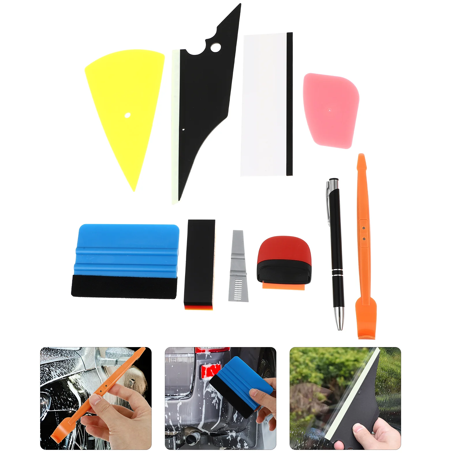

10 Pcs Tools Car Vinyl Film Tools Car Window Film Tint Tool Plastic Scraper Tool For Wrapping Vehicle