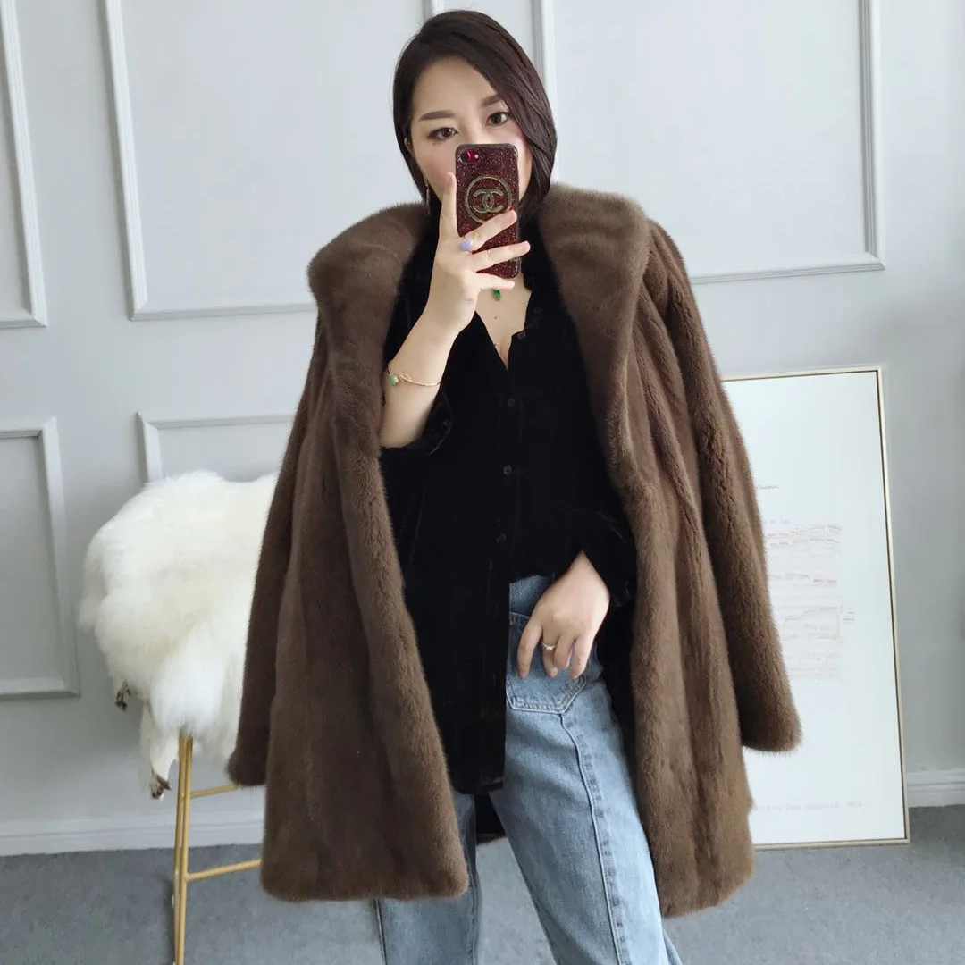 

coats outerwear 2023 winter women's new Imported mink fur long female