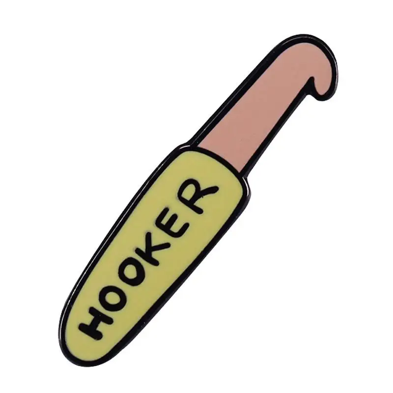 

Yellow Hooker Crochet Brooch Metal Badge Lapel Pin Jacket Jeans Fashion Jewelry Accessories Gift