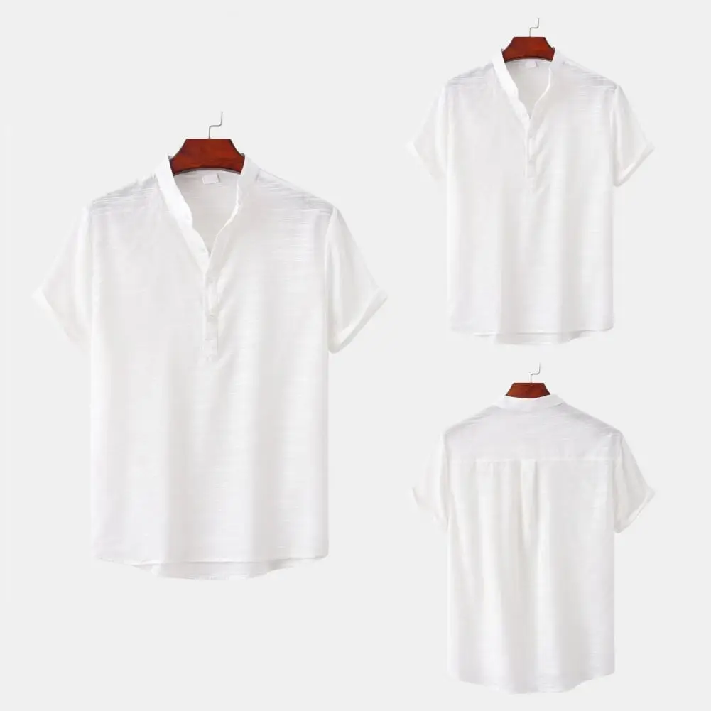 

Summer Quality Stand Collar Men Shirt Streetwear Shirt Comfortable for Daily Wear