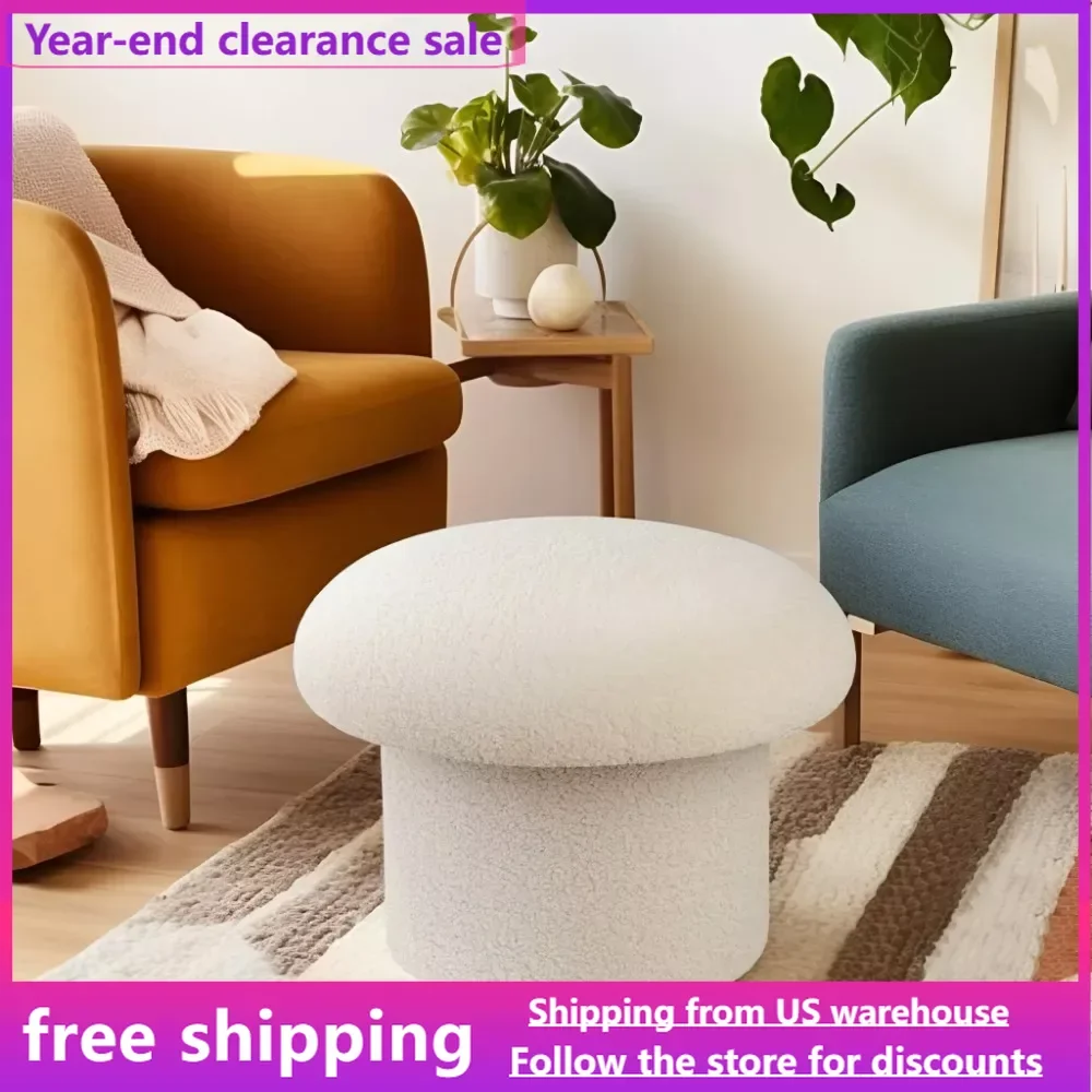 

Foot Stool Mushroom Upholstered Storage Ottoman Mobile Free Shipping Cream Living Room Furniture Home