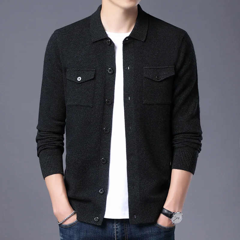 

and autumn 2023 Spring Korean men's 100% cardigan coat casual sweater jacket wear fashion outside