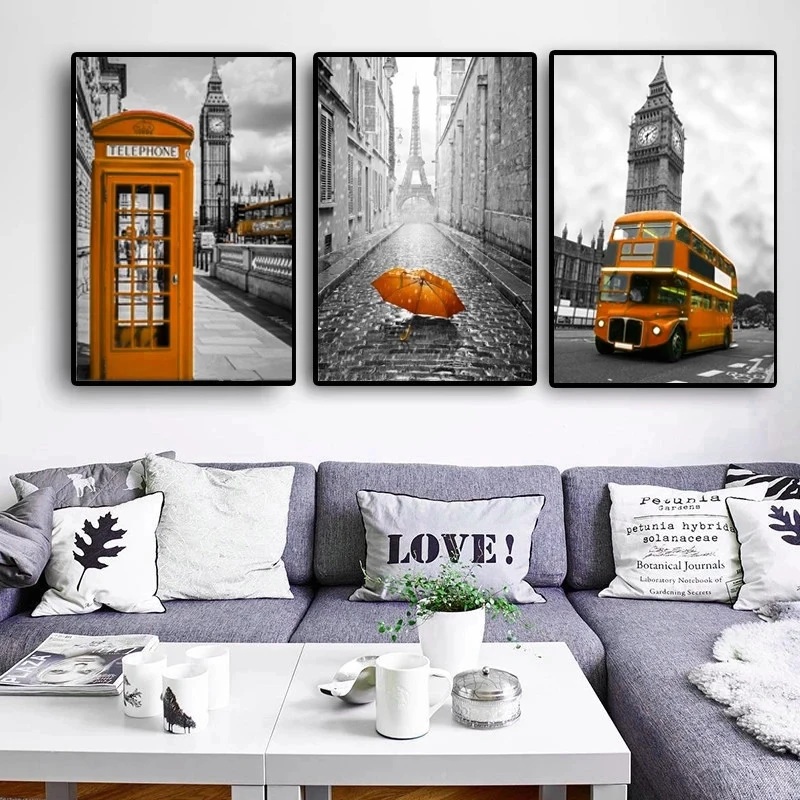 Регулировка цвета контраст Лондон Париж пейзаж город холст картины