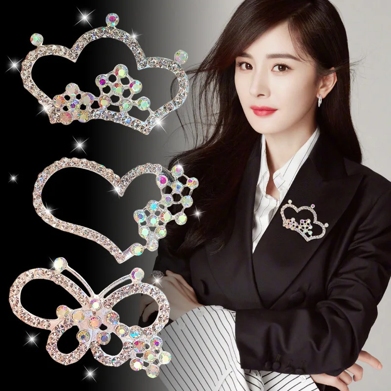 

Women's Rhinestone Brooch Sweater Jacket Cardigan Brooch Collar Pin Creative Versatile Scarf Buckle The New Listing Recommend