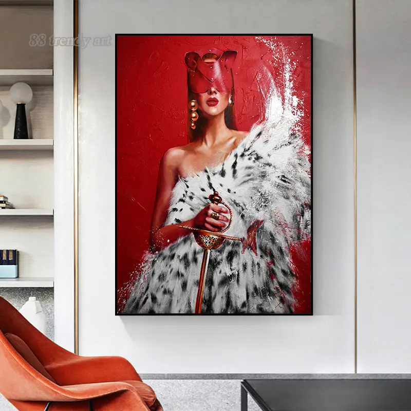 Красная Королева холст картина маслом женские постеры с завязанными глазами