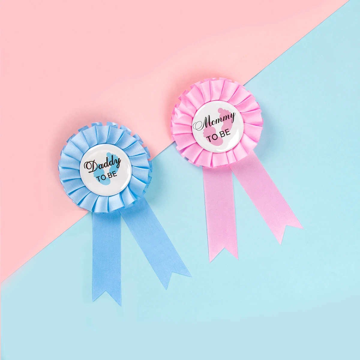

Baby Shower Decor Cute Shoulder Strap Blue Pink Badge With Mommy Daddy Letter Party Parents Photo Props Kids Birthday Decoration