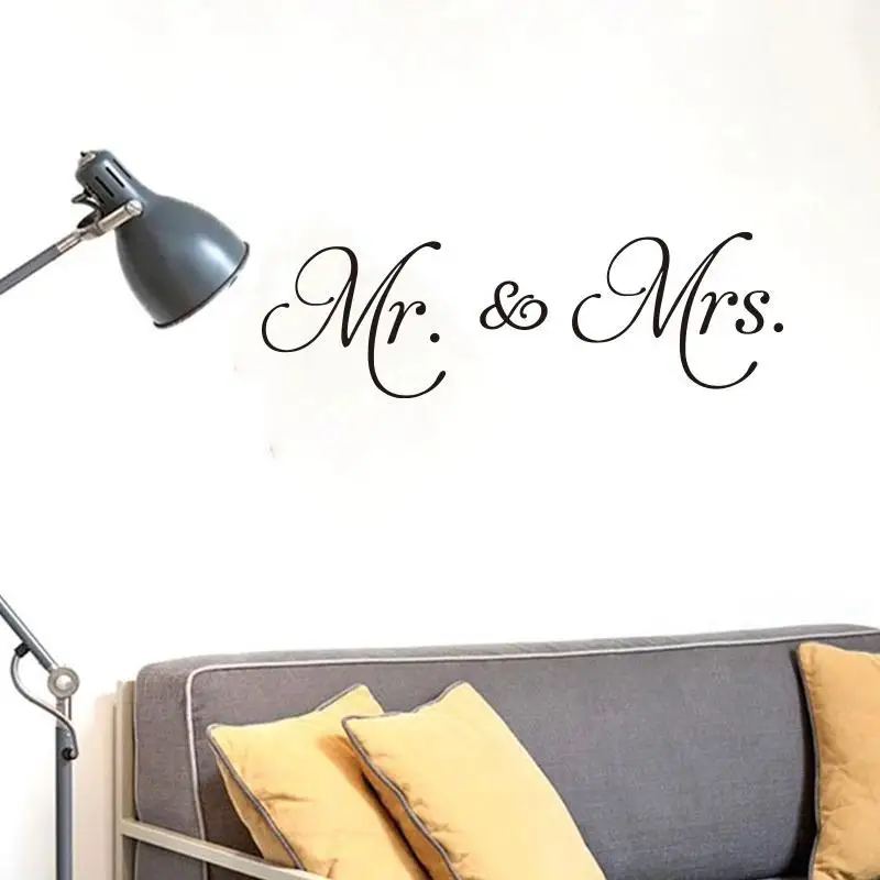 

1pcs Mr. & Mrs. Wall Stickers PVC Removable Decal Living Room Decoration Modern DIY Decor Home Accessories