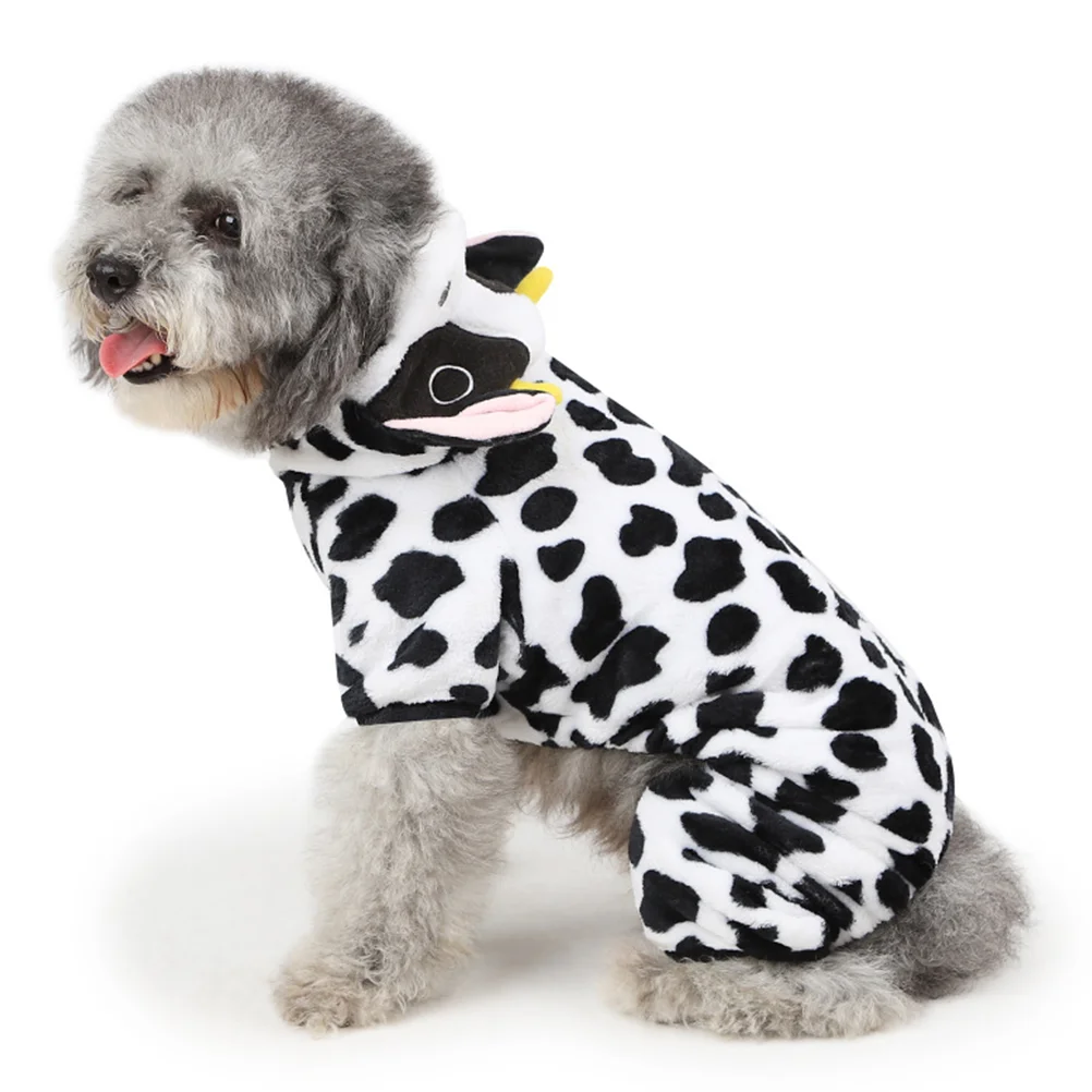 

Costume Cow Hoodie, Coral Fleece Puppy Christmas Clothes for Small Medium Dogs