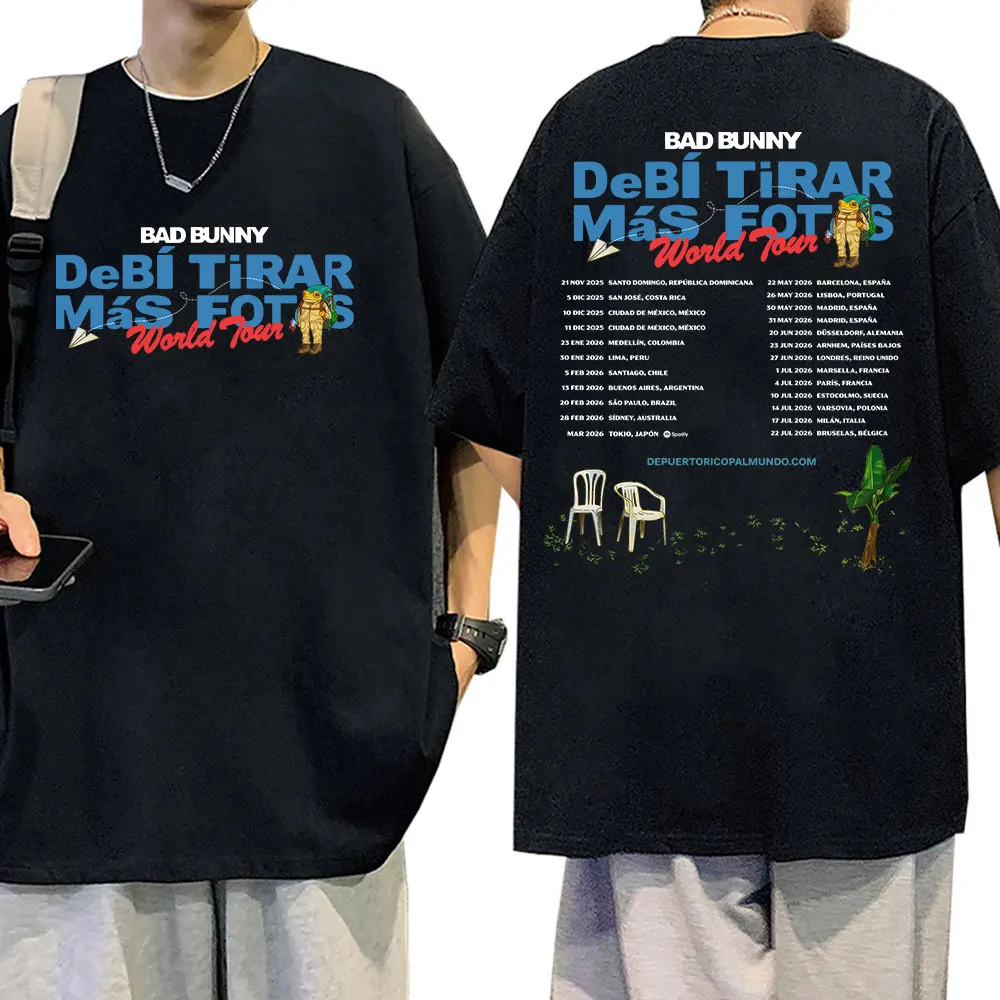 Фото Bad Bunny Debi Tirar Mas Foto Tour 2025, футболки с товарами, мужская и женская одежда, модная футболка высокого качества, хлопковая футболка большого размера №1
