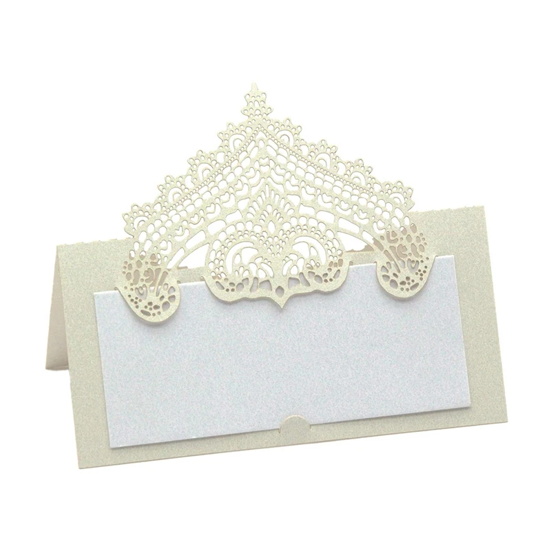 

100 Pcs Table Place Cards With White Inserts Crown Tent Cards Name Cards For Wedding Banquets Buffet Bridal