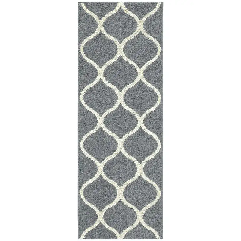 

Fretwork Graphite Gray Hallway Runner Rug, 1'9