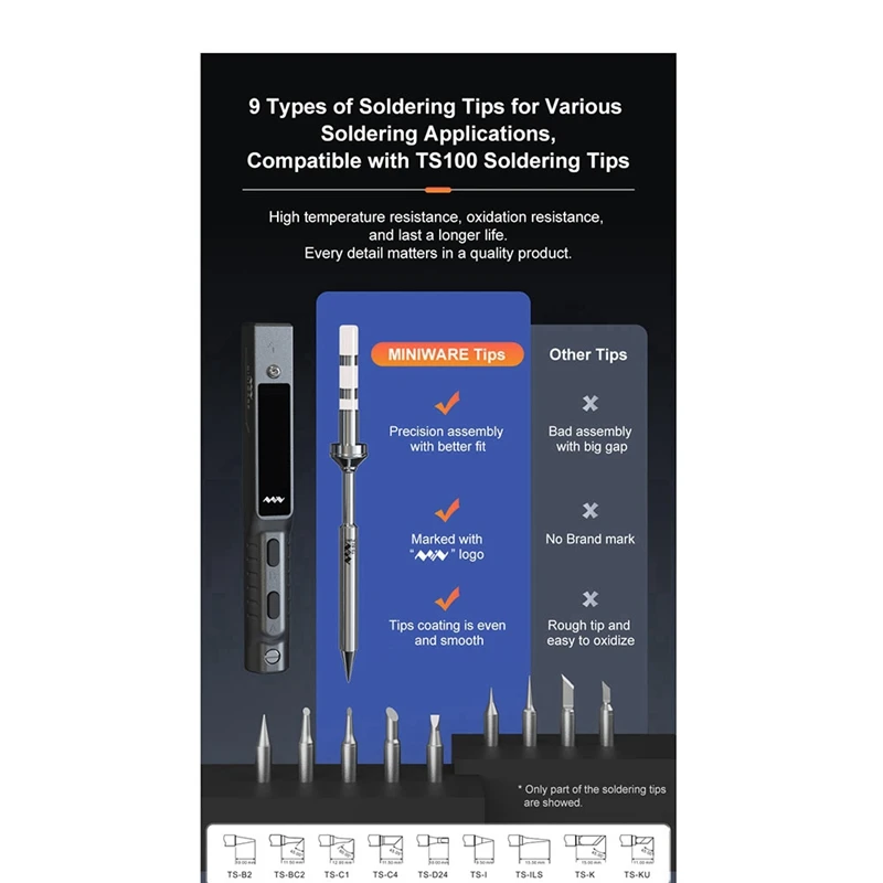 Цифровой электрический паяльник TS101 65 Вт программируемый ЖК-дисплей температура