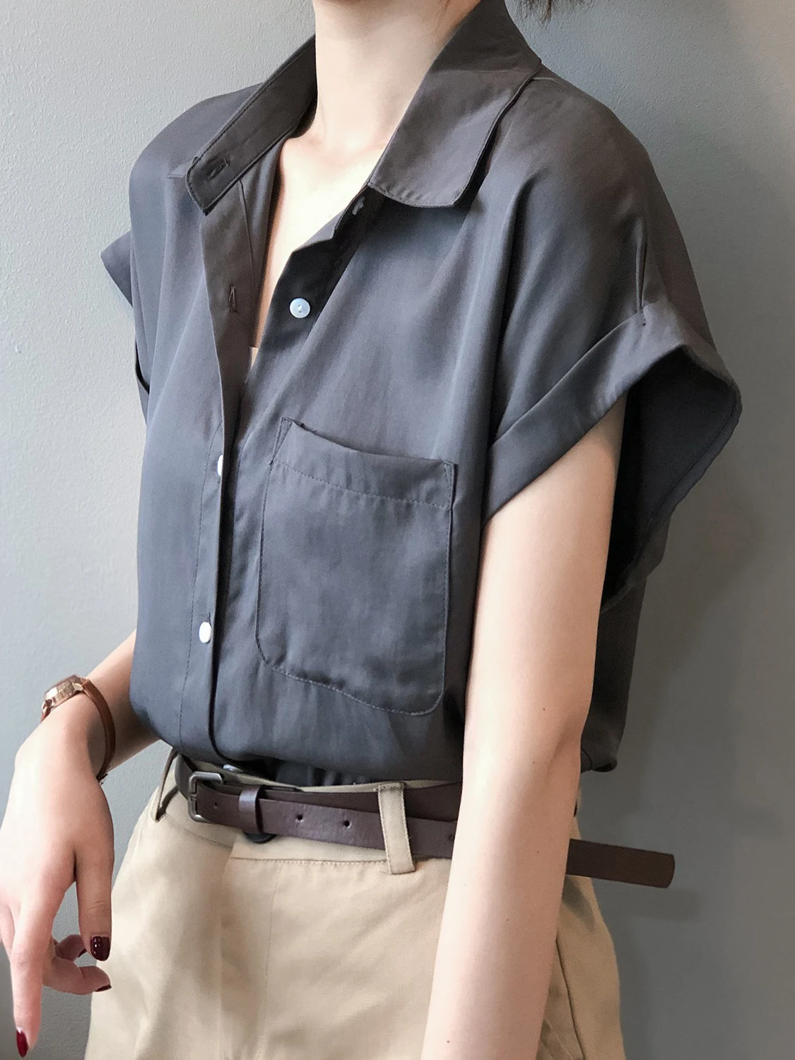 

Office Lady Blouses Summer Shirts Short Sleeve Tops Solid Turndown Collar Loose White Blouse Basic Fashion Clothing Blusas 2022