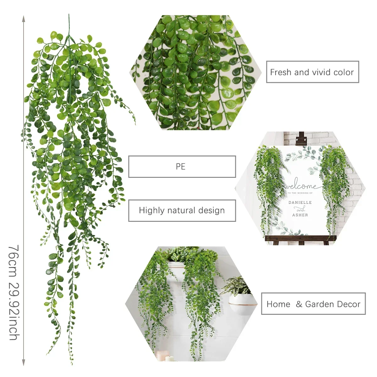 XIYA Искусственный Лист Эвкалипта - Подвесное Зеленое Декоративное Растение Из