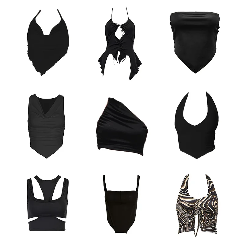 

Top Women Y2k Clothes Summer Crop Top Halter T-shirt Corset Tops Gothic Clothes Harajuku Fashion Plus Size Streetwear Camis