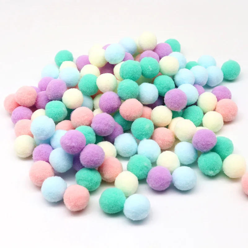 

200g Macaron Color Fluffy Pompom High Elastic Color Size Mixed Crafts Children's Toys Home Decoration Sewing Supplies 8-30mm