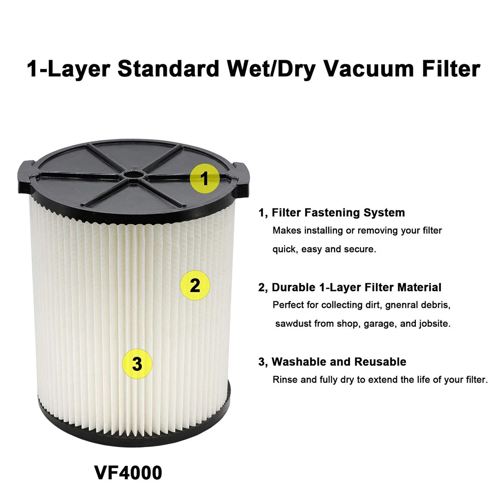 

Воздушный фильтр, моющийся фильтр для влажной и сухой уборки шерсти домашних животных, сменный HEPA-фильтр для очистки Ridgid VF4000