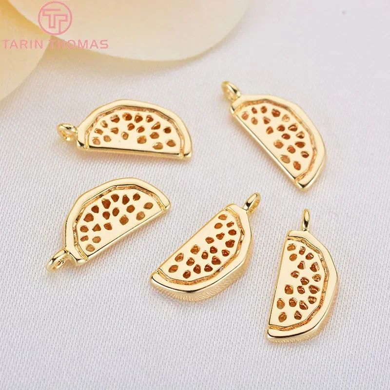 (1007) 6 шт. 15x6 мм 24-каратного золота латунные подвески в виде арбуза высокое