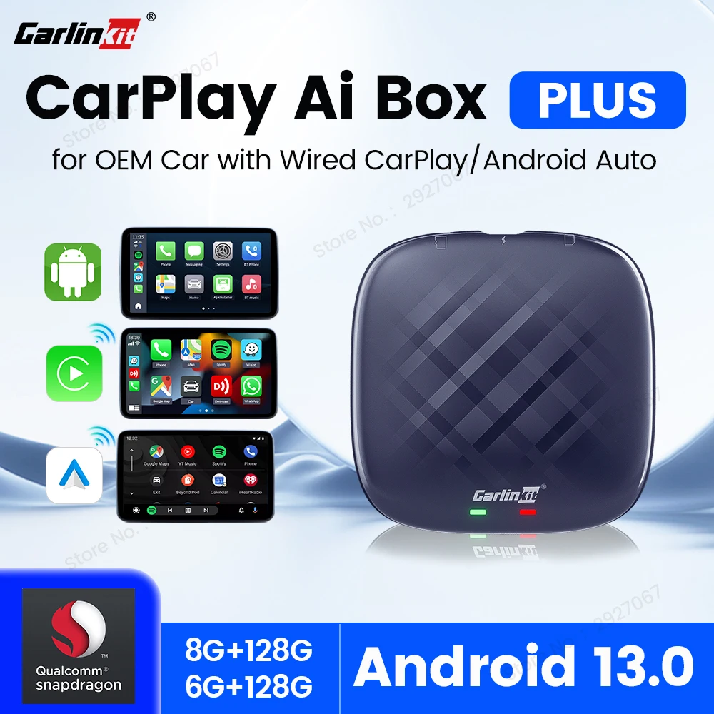 CarlinKit CarPlay Android 13 TV Box QCM6125 Восьмиядерный беспроводной Auto Smart Car Ai для видео 4GLTE 6G 8G +
