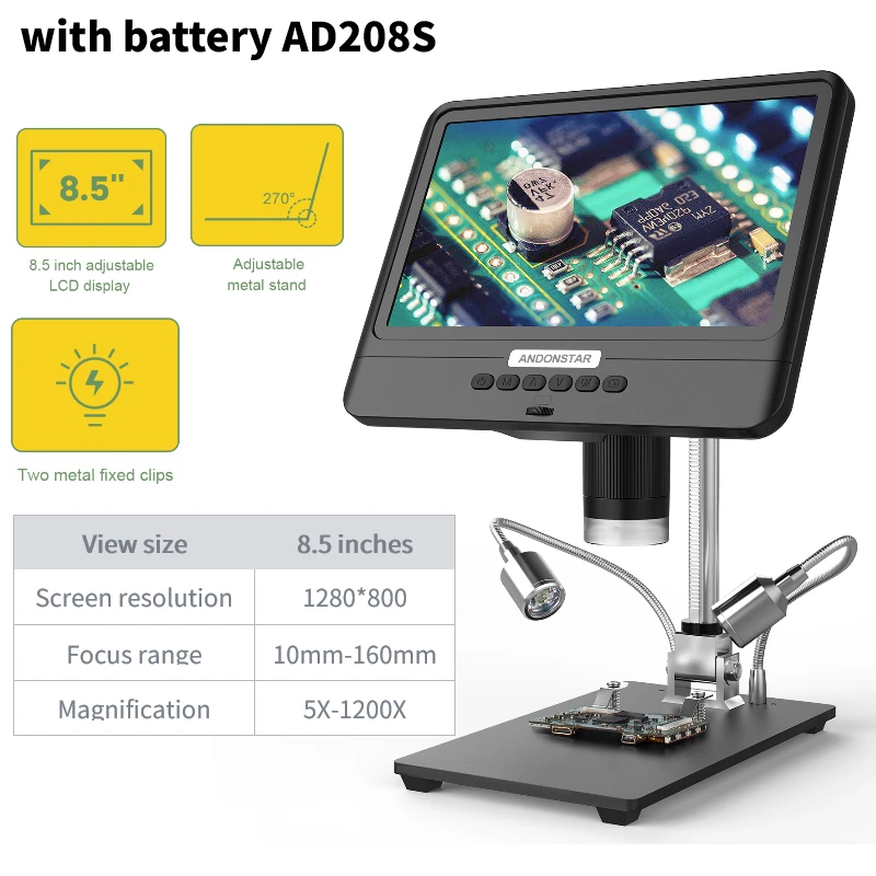 

Электронный микроскоп Meterk AD208S 5X-1200X