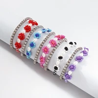 2pcsset adjustable crystals charm flower beads bracelets set women bohemia resin beads bracelets for women bijoux