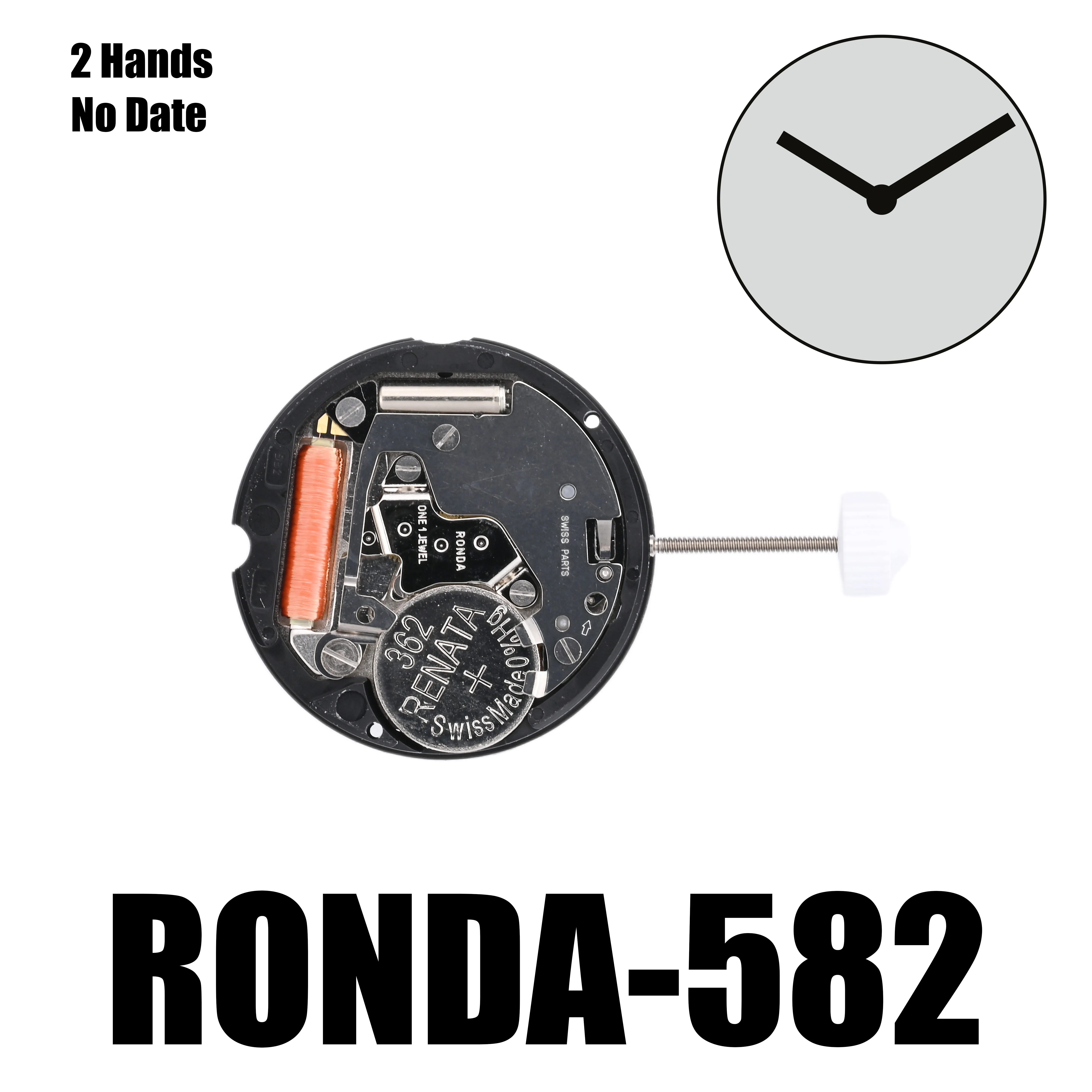 Подлинный механизм 582 швейцарский Ronda 2 стрелки без календаря кварцевый