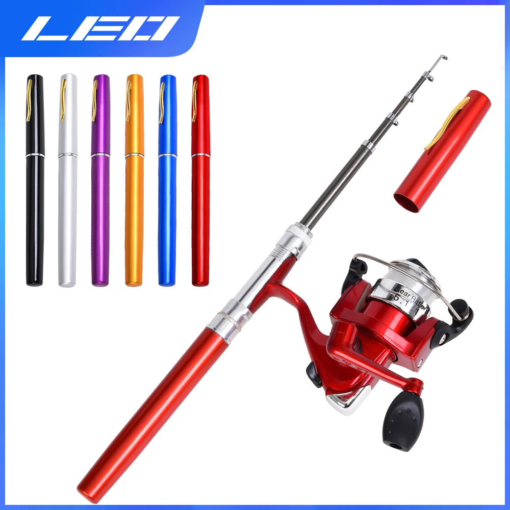 

LEOFISHING Mini Pen Ice Fishing Rod 97CM and Spinning Reels Coil 5.1:1 Set Kit Portable Pocket Sea Rod Fishing Gear Accessories