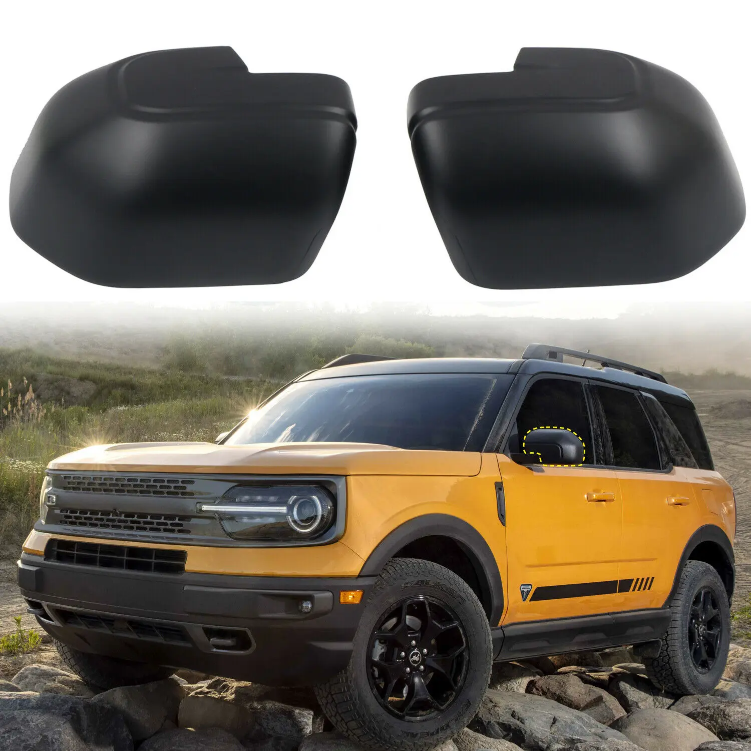 

Black Exterior Rearview Side Mirror Cover 2pcs For Ford Bronco Sport 2021-2022