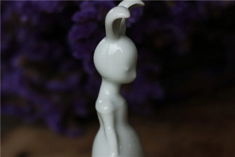 Mini Bunny Tea Ornaments Decoration Dress Pottery Artist Original Design Hand Gift Celadon Glaze |