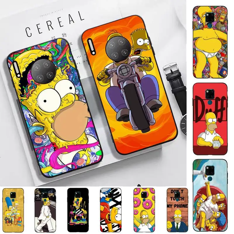 

Funny Cartoon Homer Family Phone Case for Huawei Mate 20 10 9 40 30 lite pro X Nova 2 3i 7se