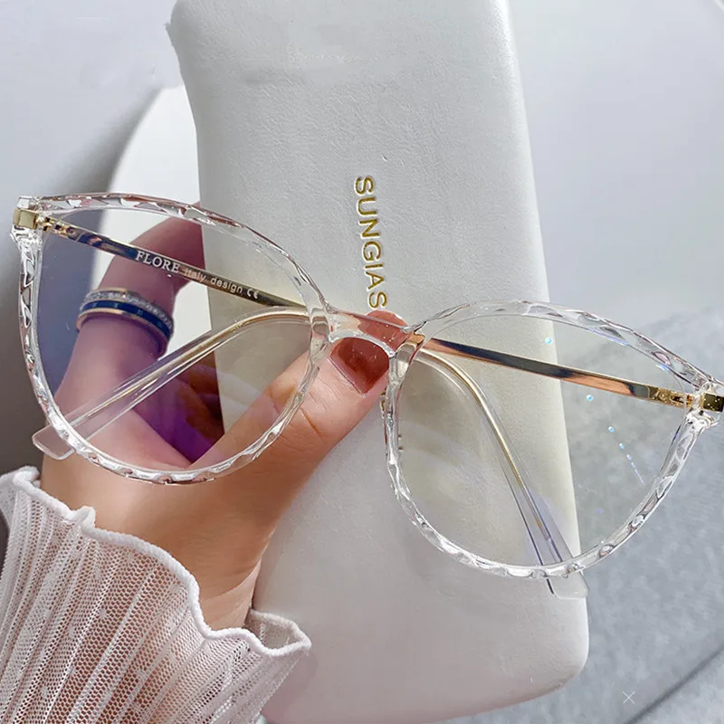 

1PC Fashion Cat Eye Designer Computer Blue Blocking Eyewear For Men Women Anti Blue Light Glasses TR90 Metal Optical Spectacle