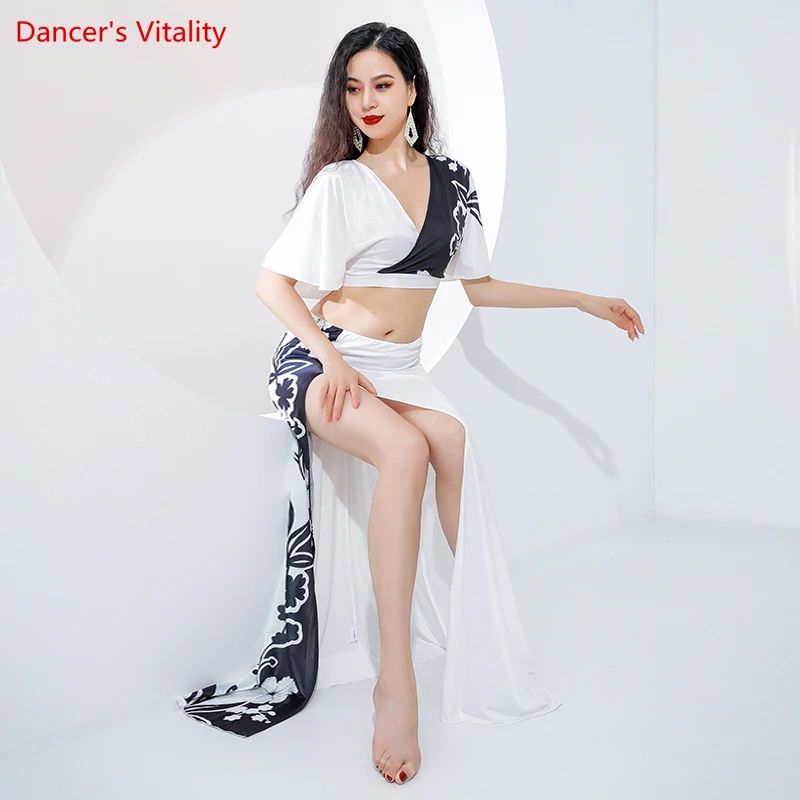 

Женский топ для танца живота, Шелковый, длинная юбка, 2 шт.