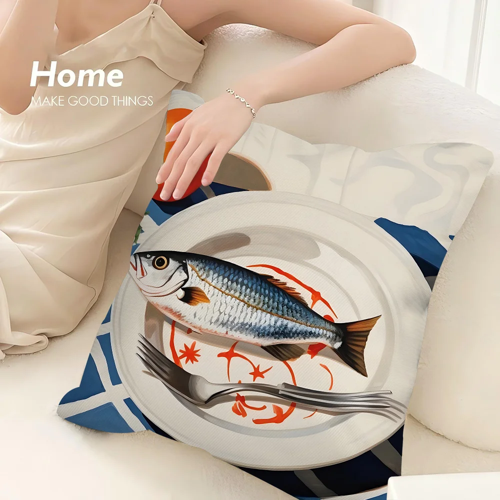 Красочная сардина лобстер рыба животное наволочка с 3D принтом полиэфирное